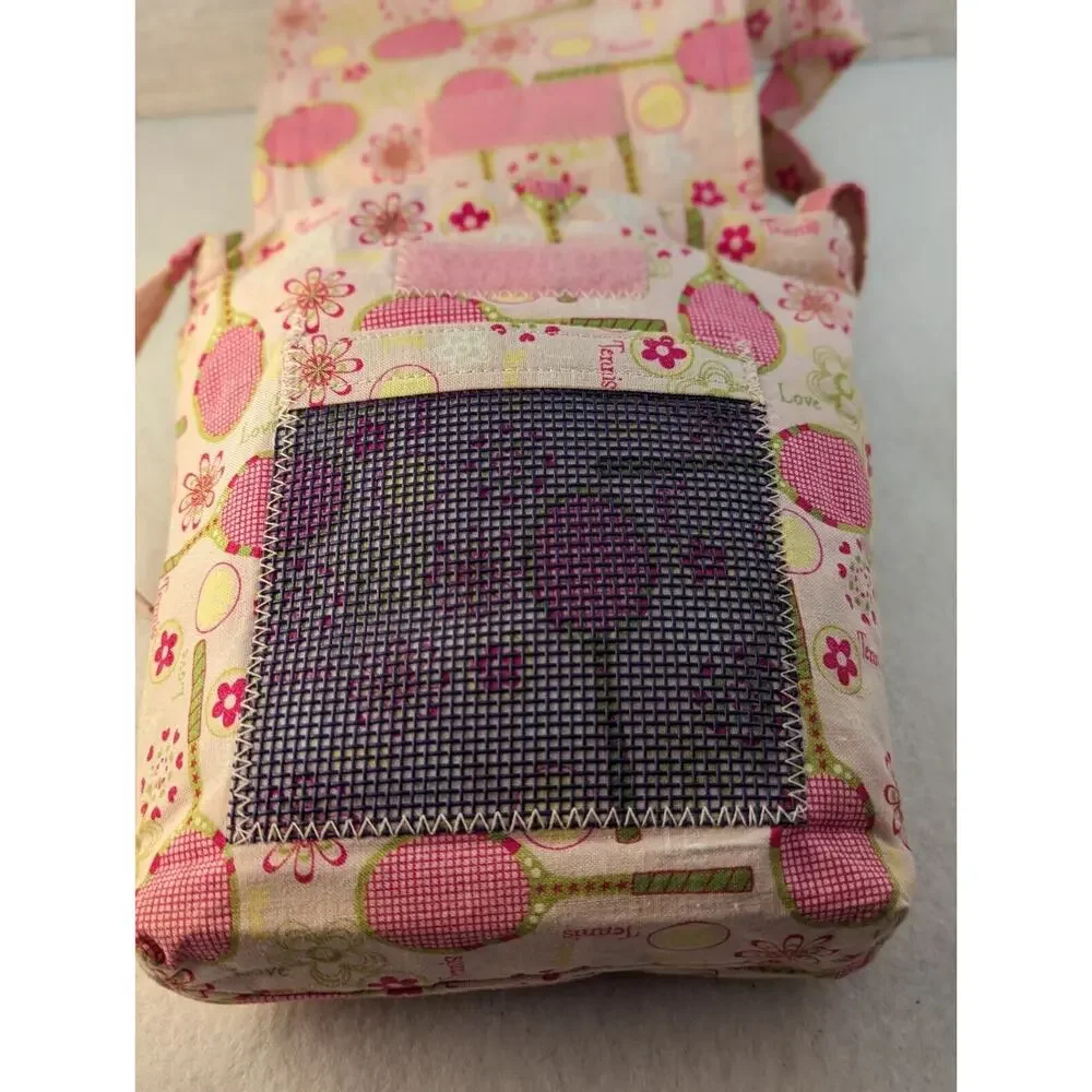 Tennis bag small pink Pattern Handmade For Essentials.Crossbody Strap 7.5x7.5x2
